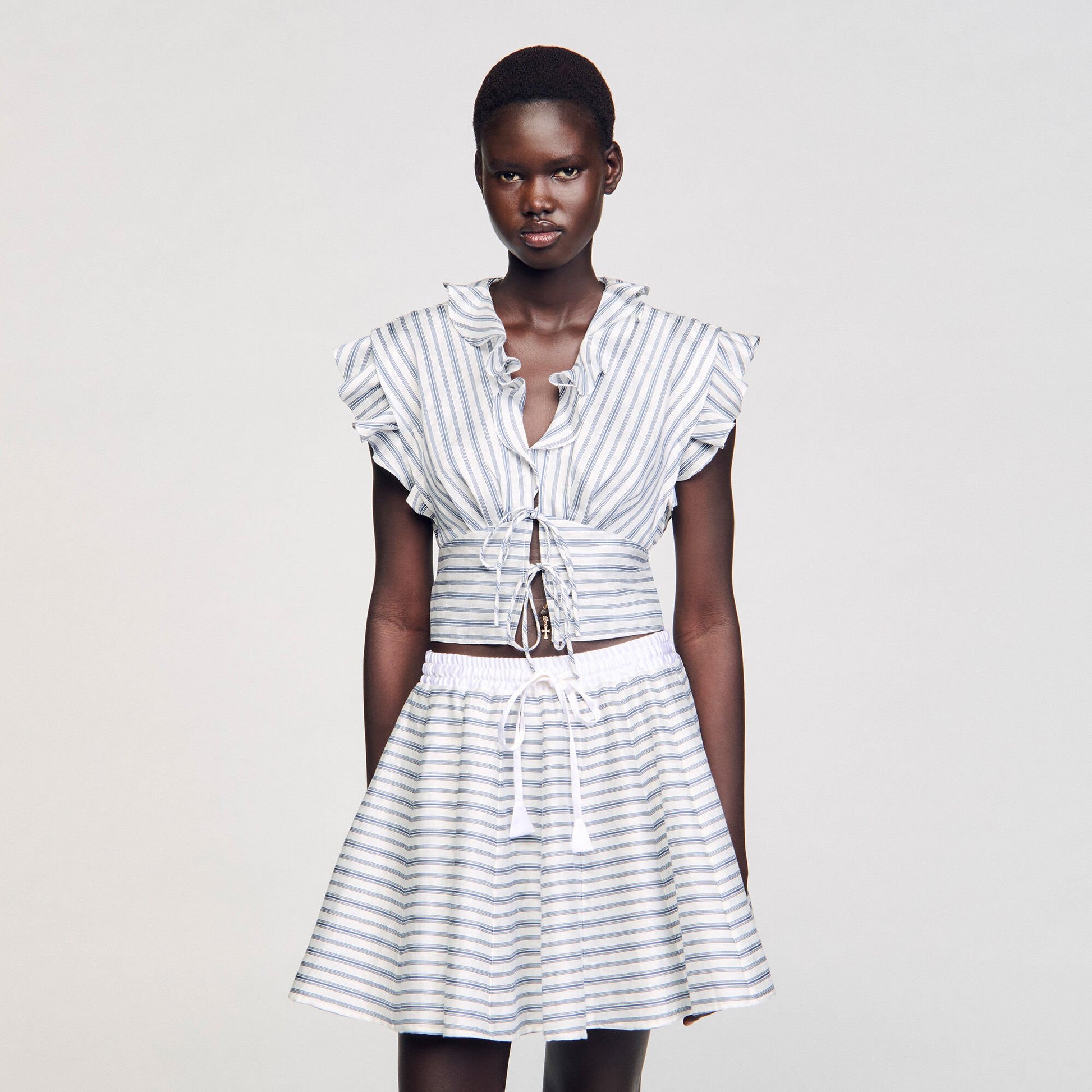 Sandro Striped sleeveless crop top Blu / White