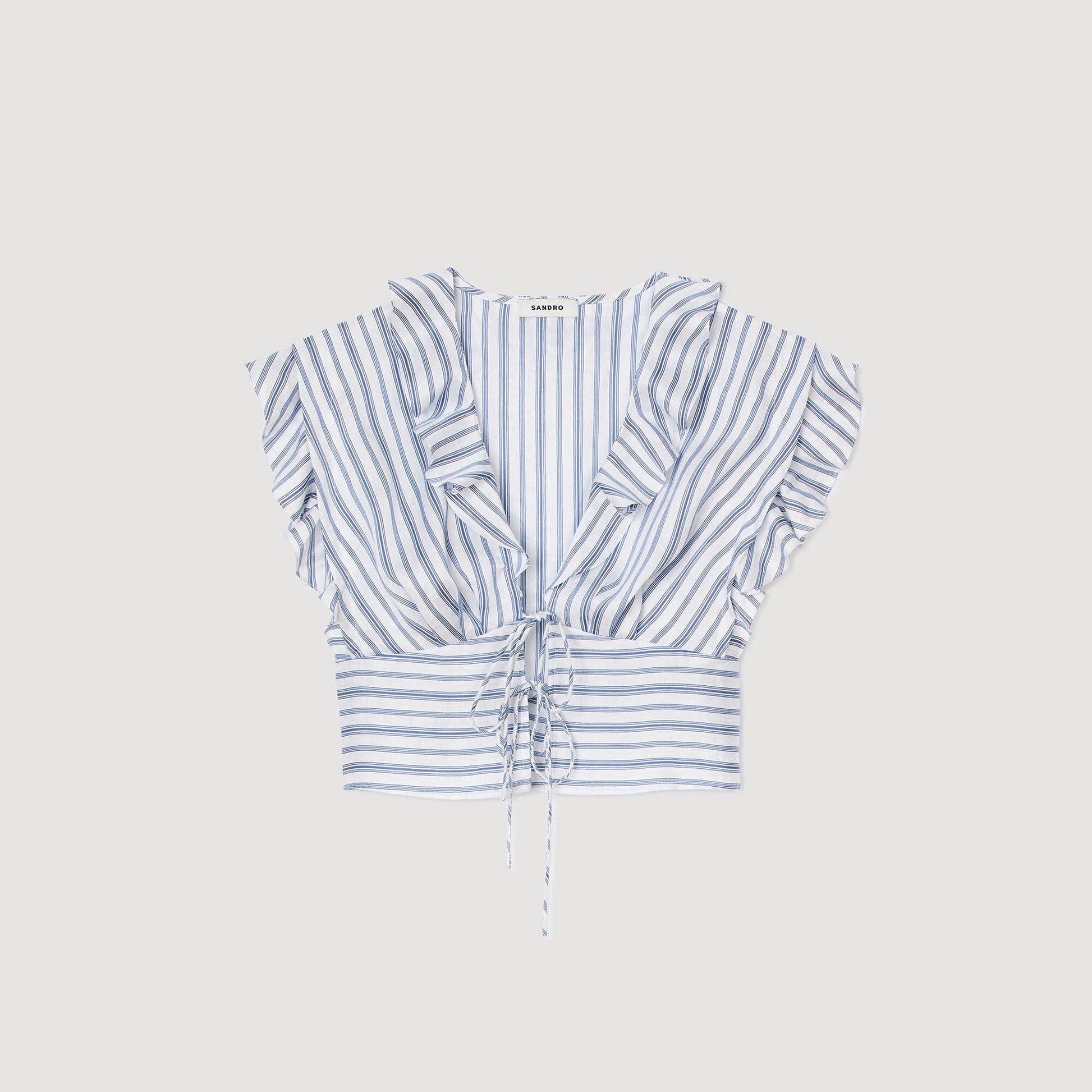 Sandro Striped sleeveless crop top Blu / White