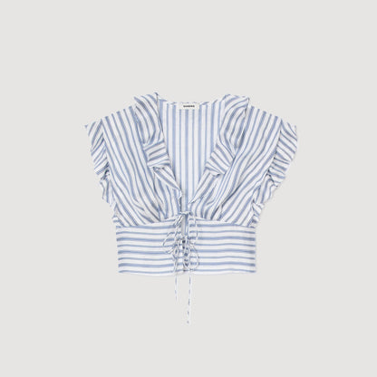 Sandro Striped sleeveless crop top Blu / White
