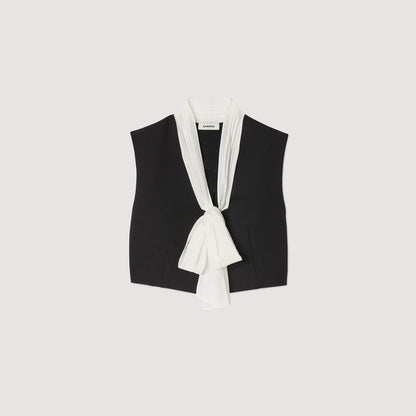Sandro Bow neck crop top Black