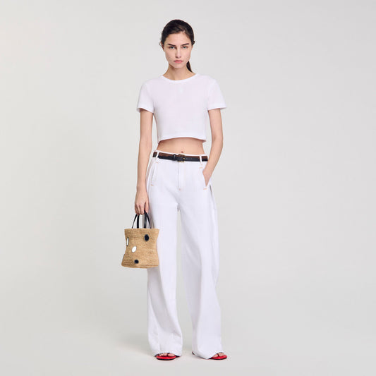 Sandro Cropped T-shirt White