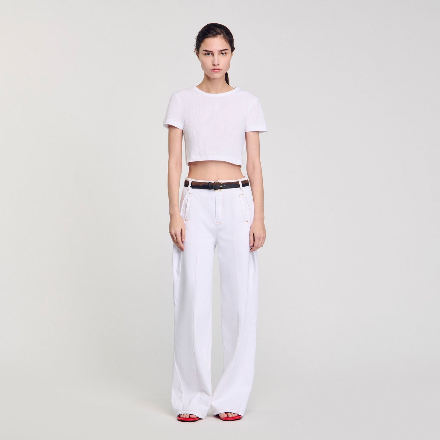 Sandro Cropped T-shirt White