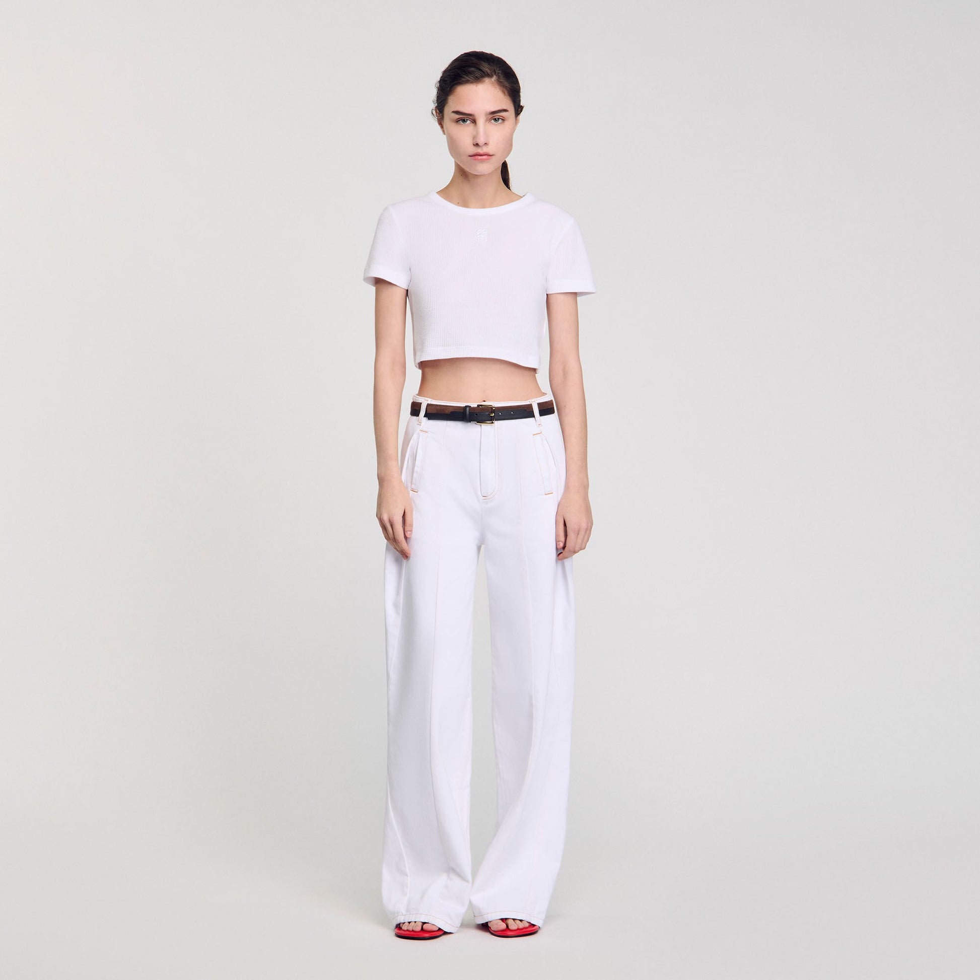 Sandro Cropped T-shirt White