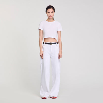 Sandro Cropped T-shirt White