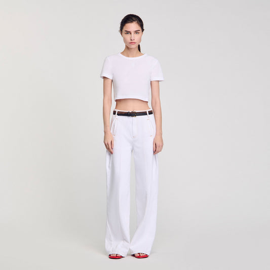 Sandro Cropped T-shirt White