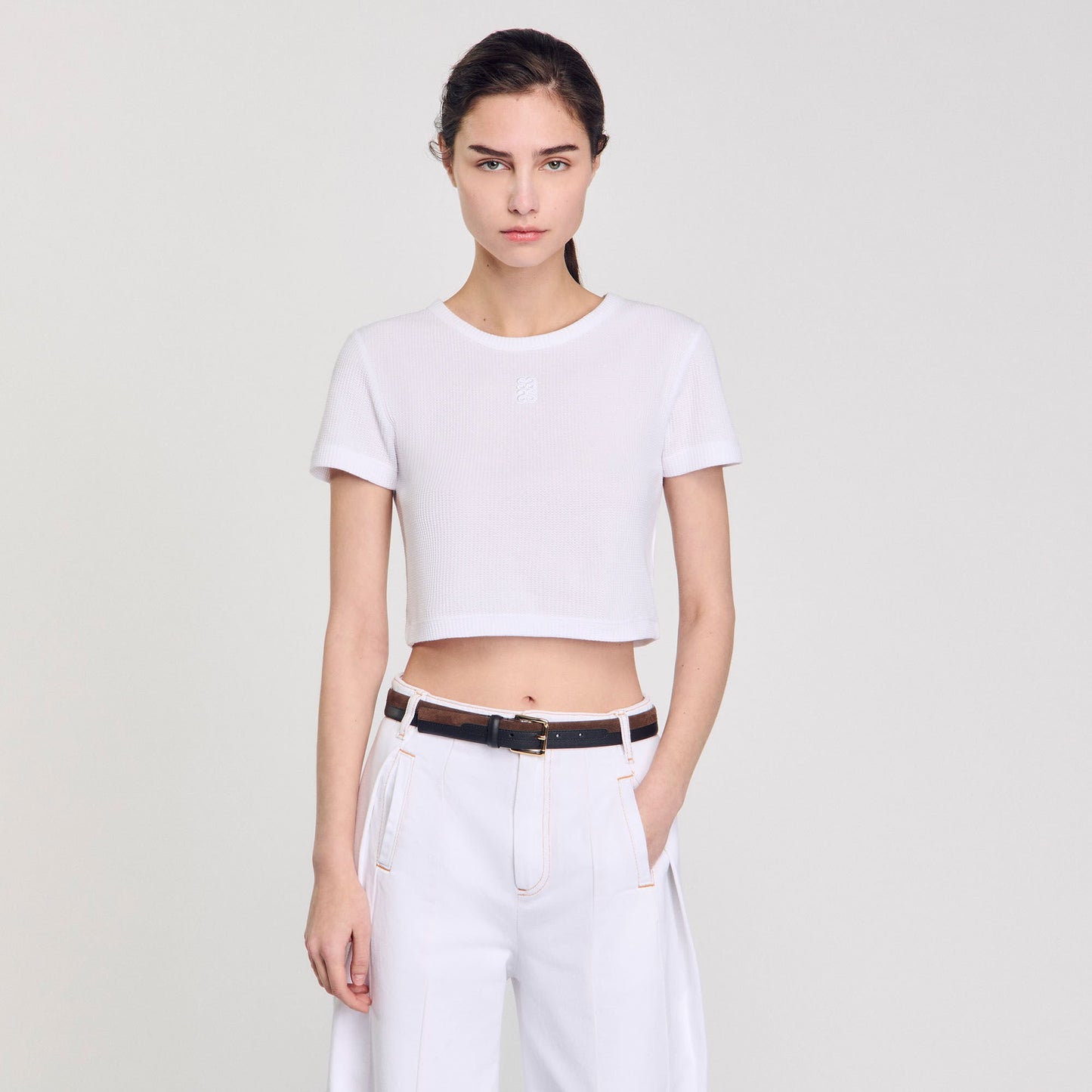 Sandro Cropped T-shirt White