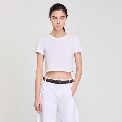 Sandro Cropped T-shirt White