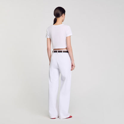 Sandro Cropped T-shirt White