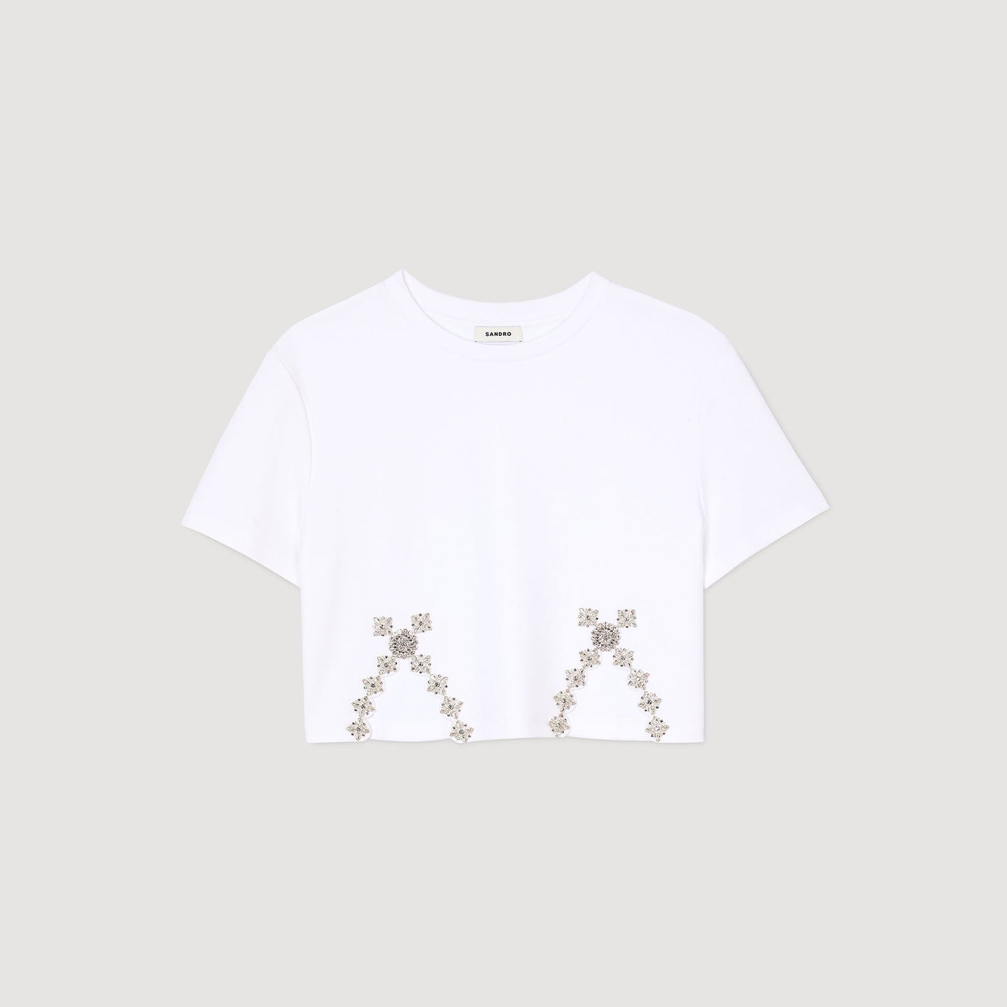 Sandro Rhinestone crop top White