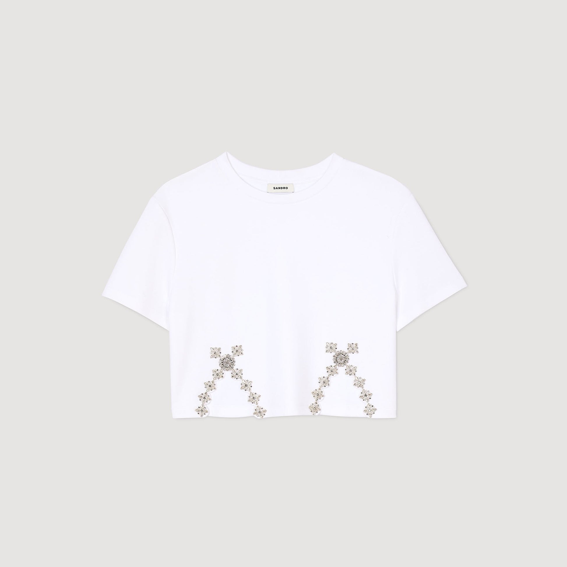 Sandro Rhinestone crop top White