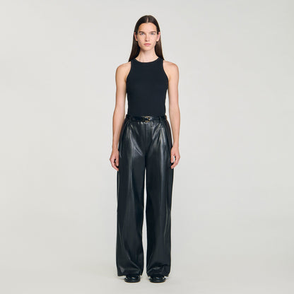 Sandro Embroidered vest top Black