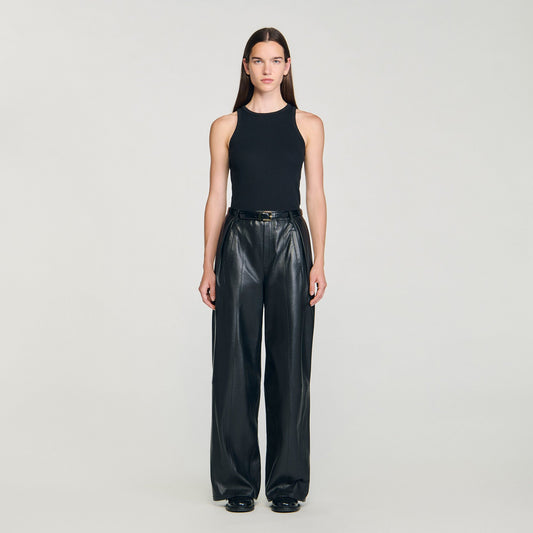 Sandro Embroidered vest top Black