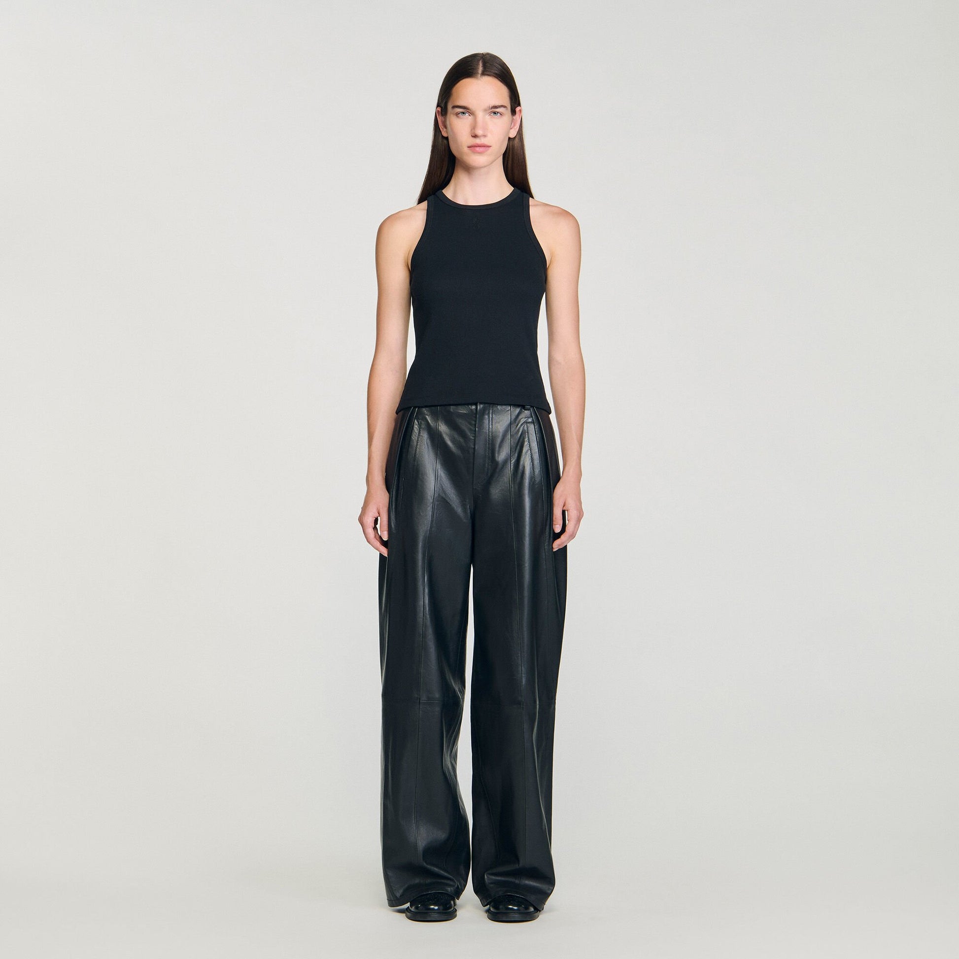 Sandro Embroidered vest top Black