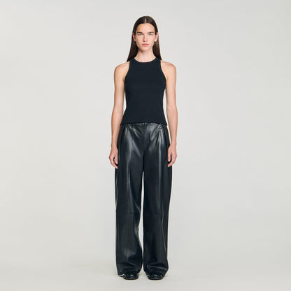 Sandro Embroidered vest top Black