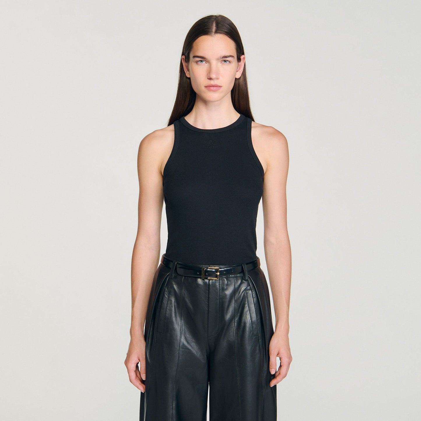 Sandro Embroidered vest top Black