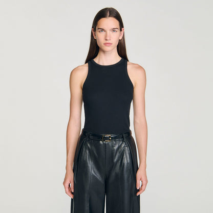 Sandro Embroidered vest top Black