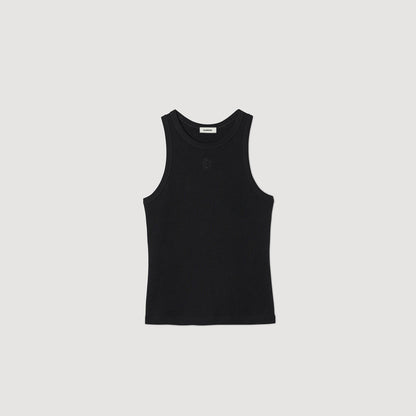 Sandro Embroidered vest top Black