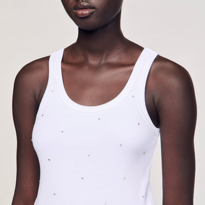 Sandro Vest top with rhinestones White