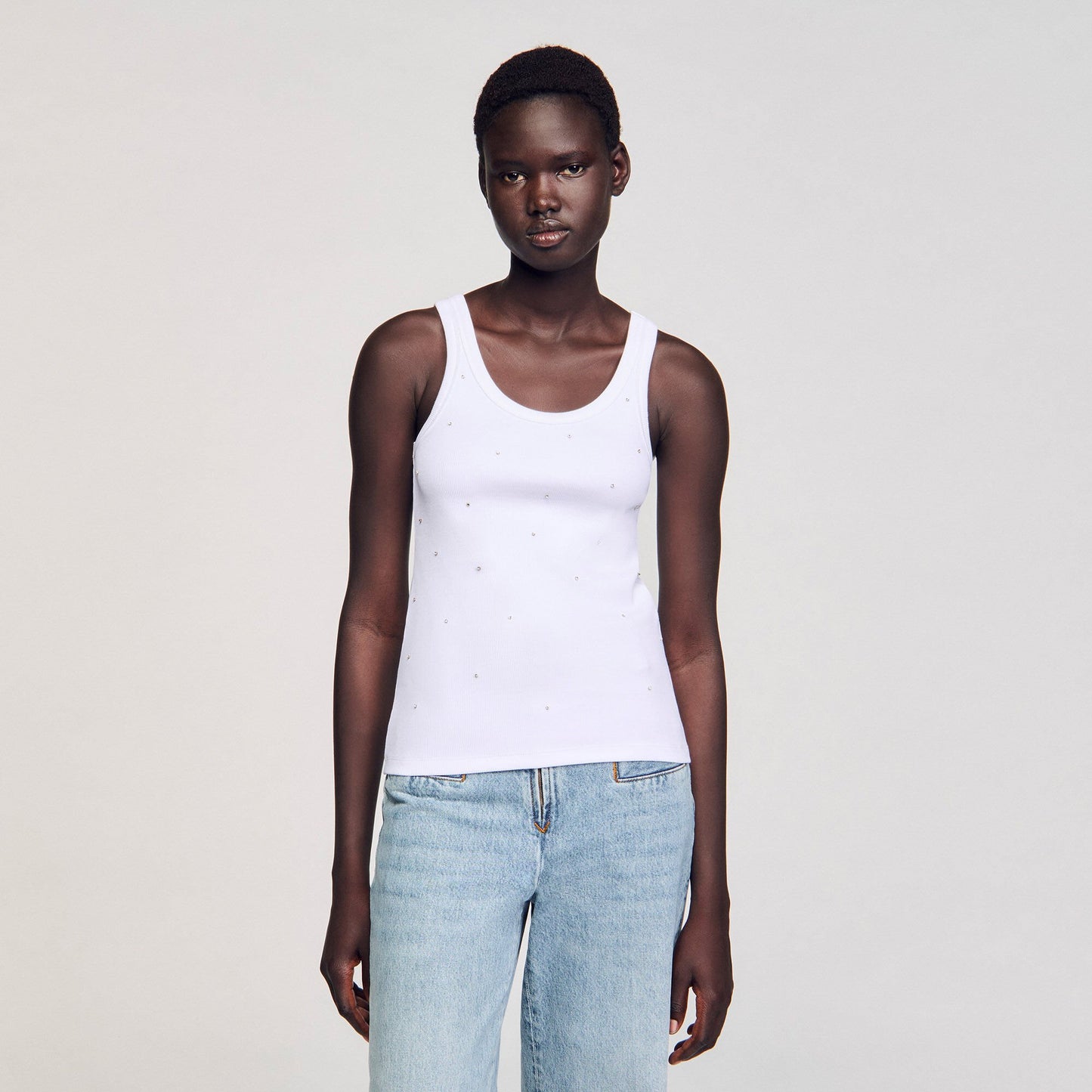 Sandro Vest top with rhinestones White