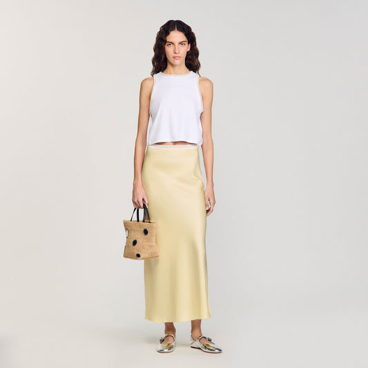 Sandro Beaded crop top Ecru