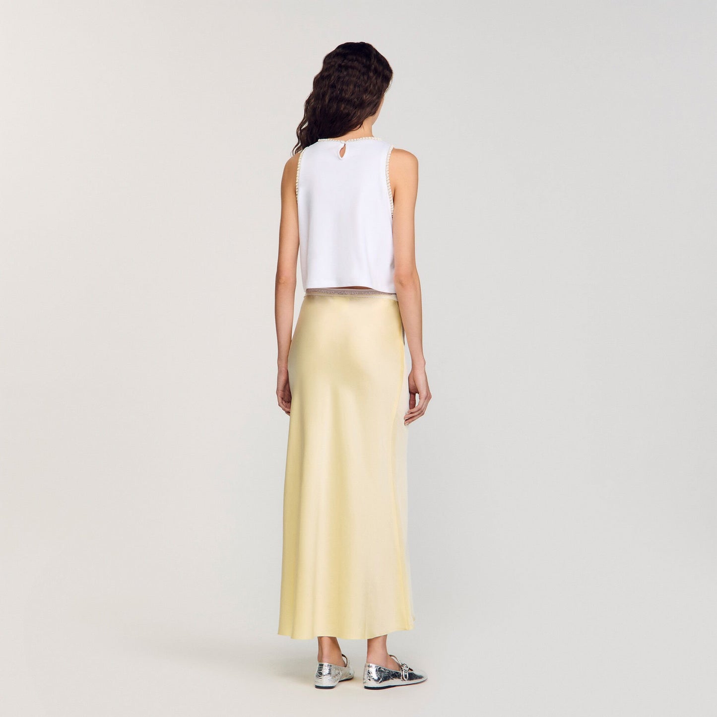 Sandro Beaded crop top Ecru