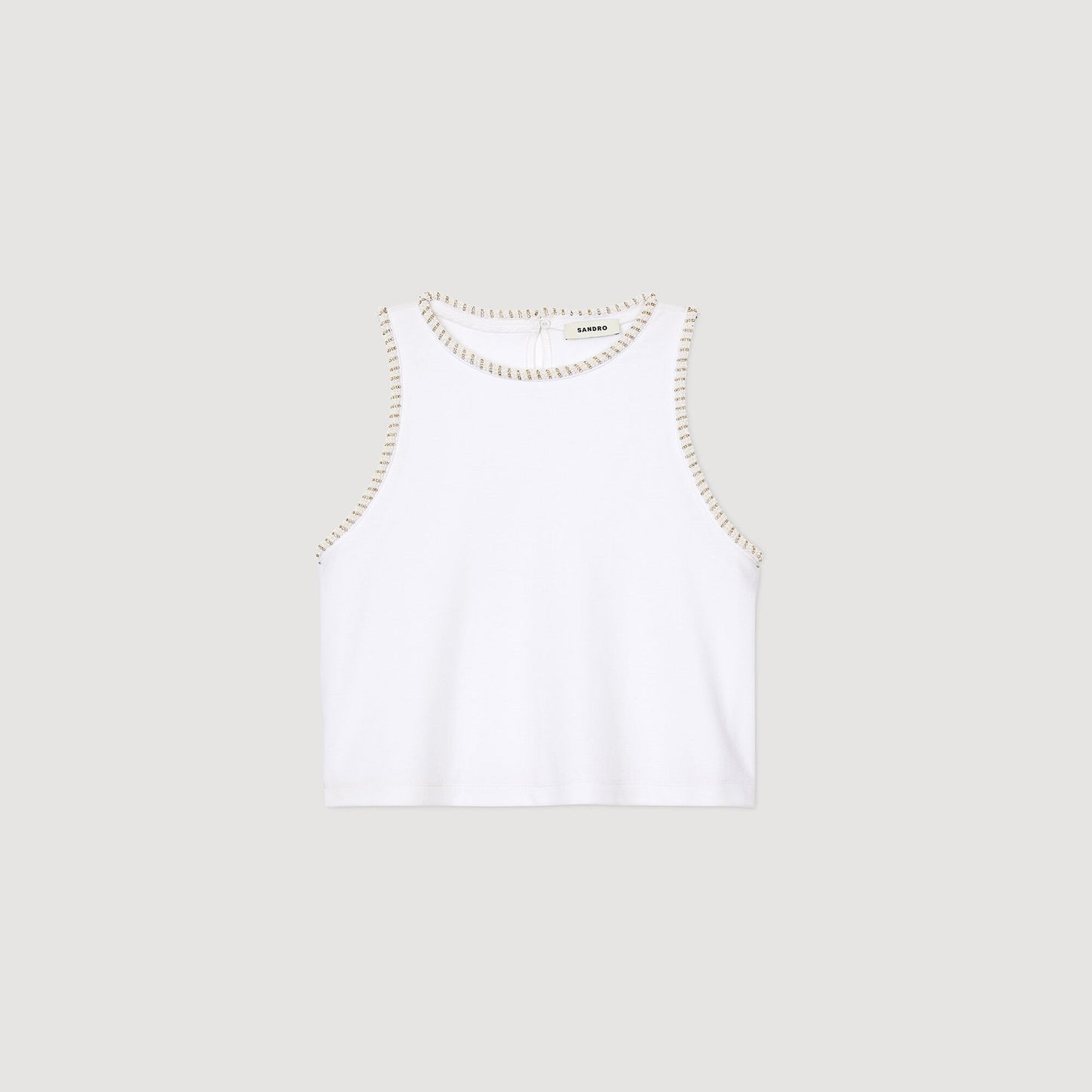 Sandro Beaded crop top Ecru