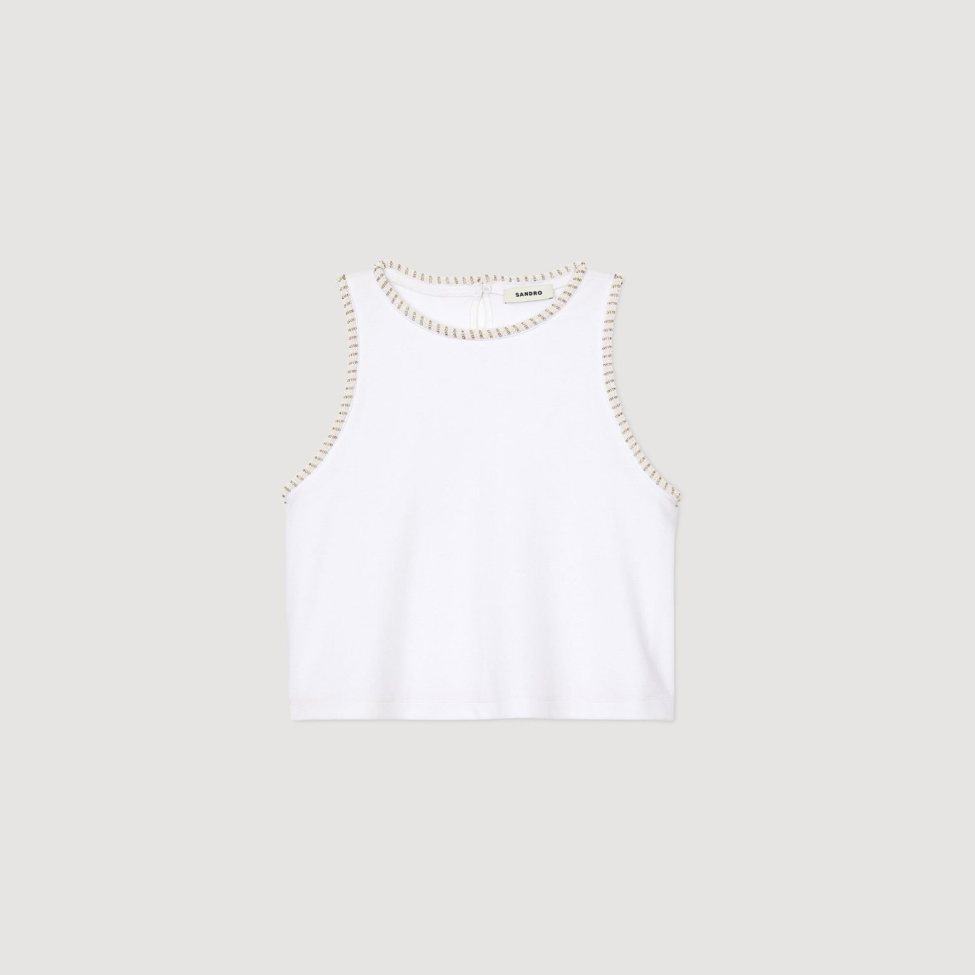Sandro Beaded crop top Ecru