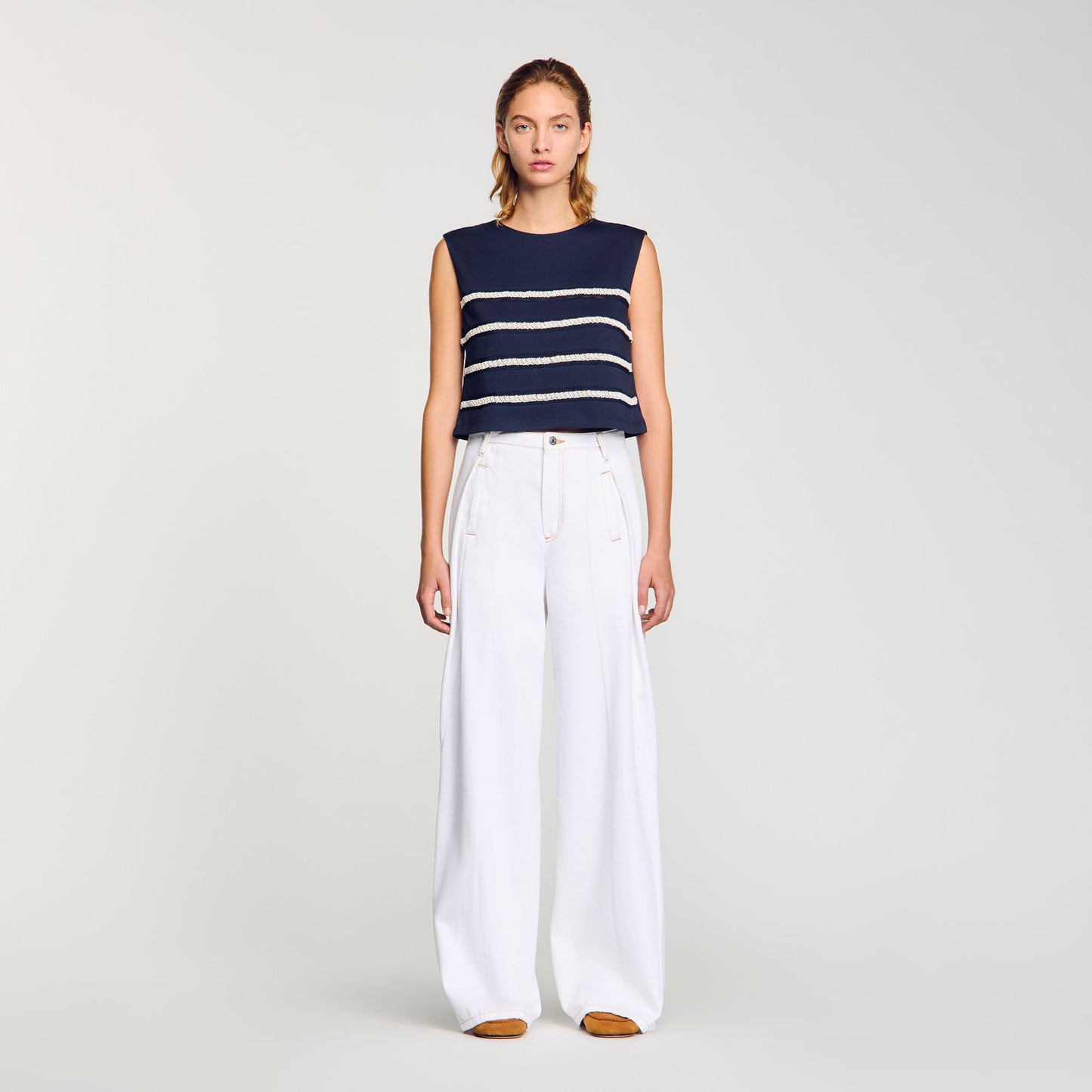 Sandro Sleeveless striped T-shirt Navy Blue