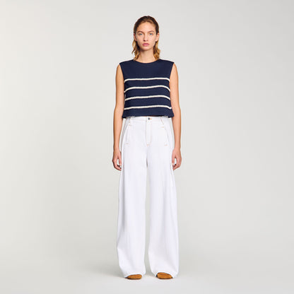 Sandro Sleeveless striped T-shirt Navy Blue