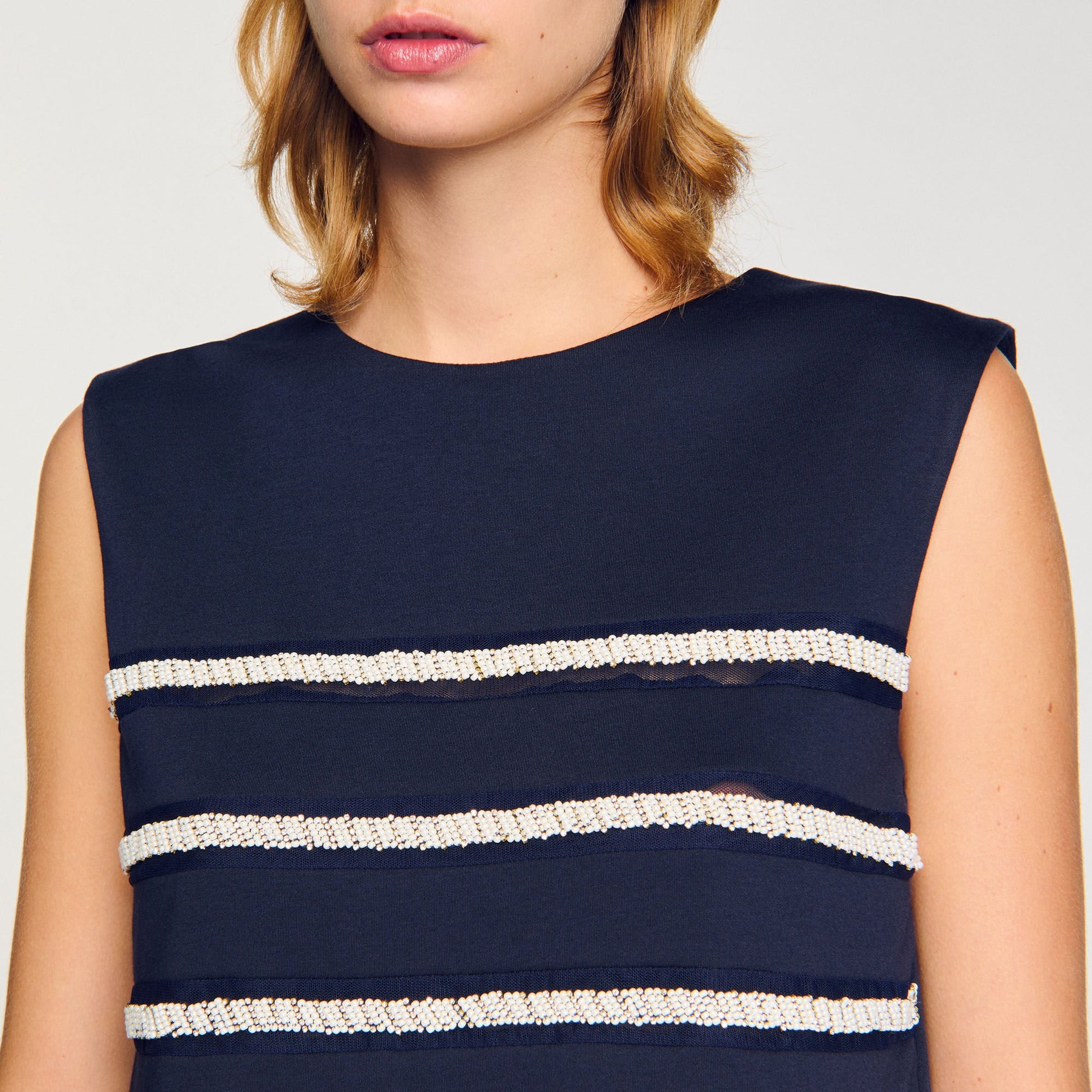 Sandro Sleeveless striped T-shirt Navy Blue