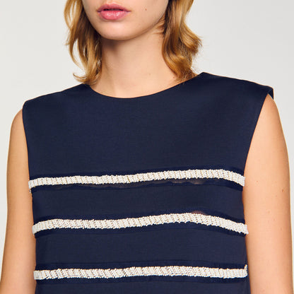 Sandro Sleeveless striped T-shirt Navy Blue