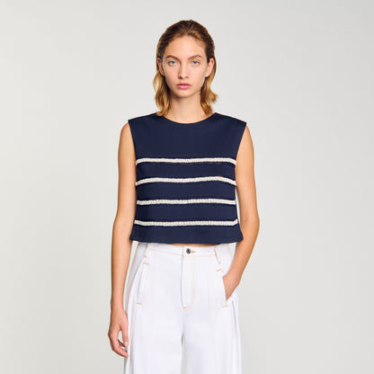 Sandro Sleeveless striped T-shirt Navy Blue