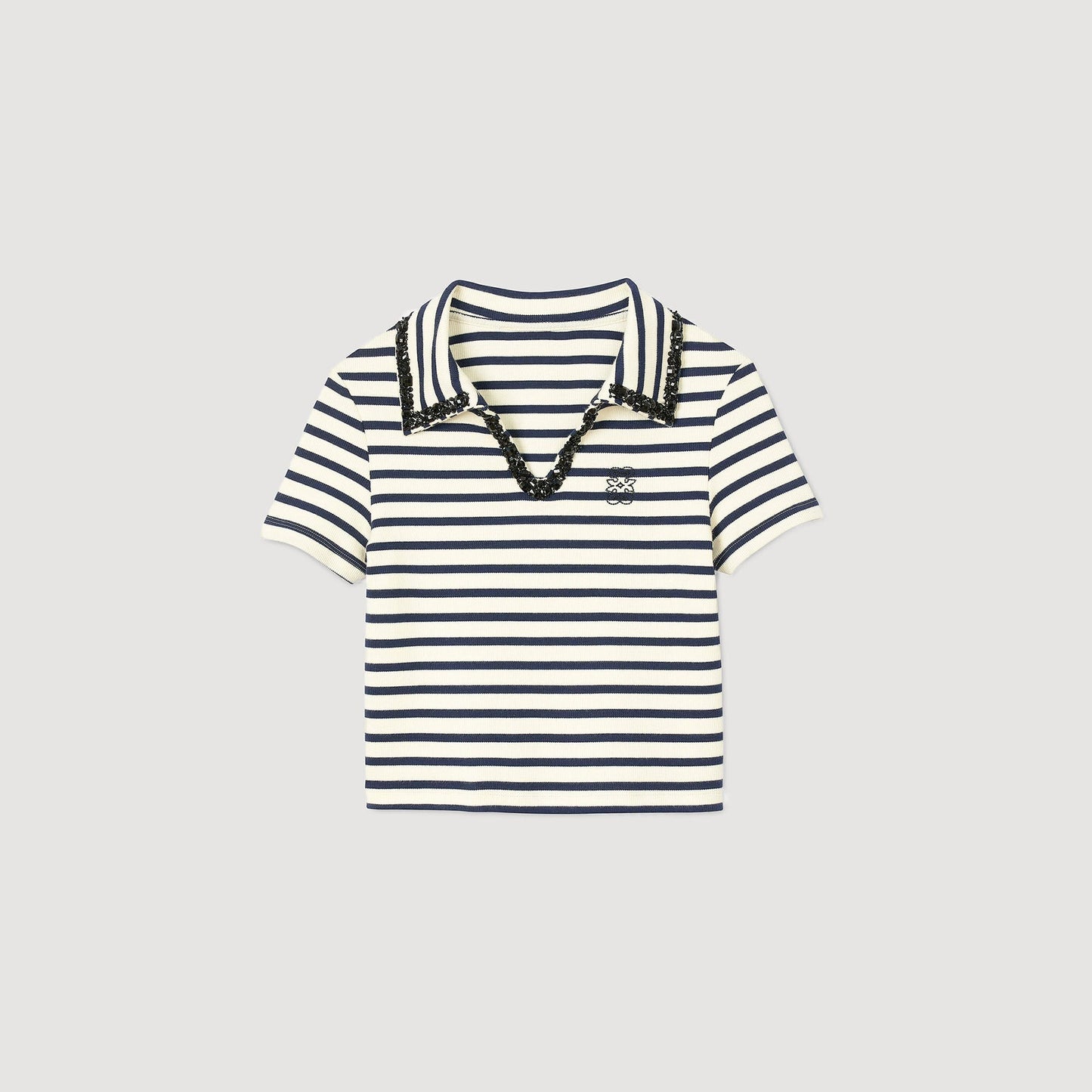 Sandro Striped polo shirt Ecru / Navy