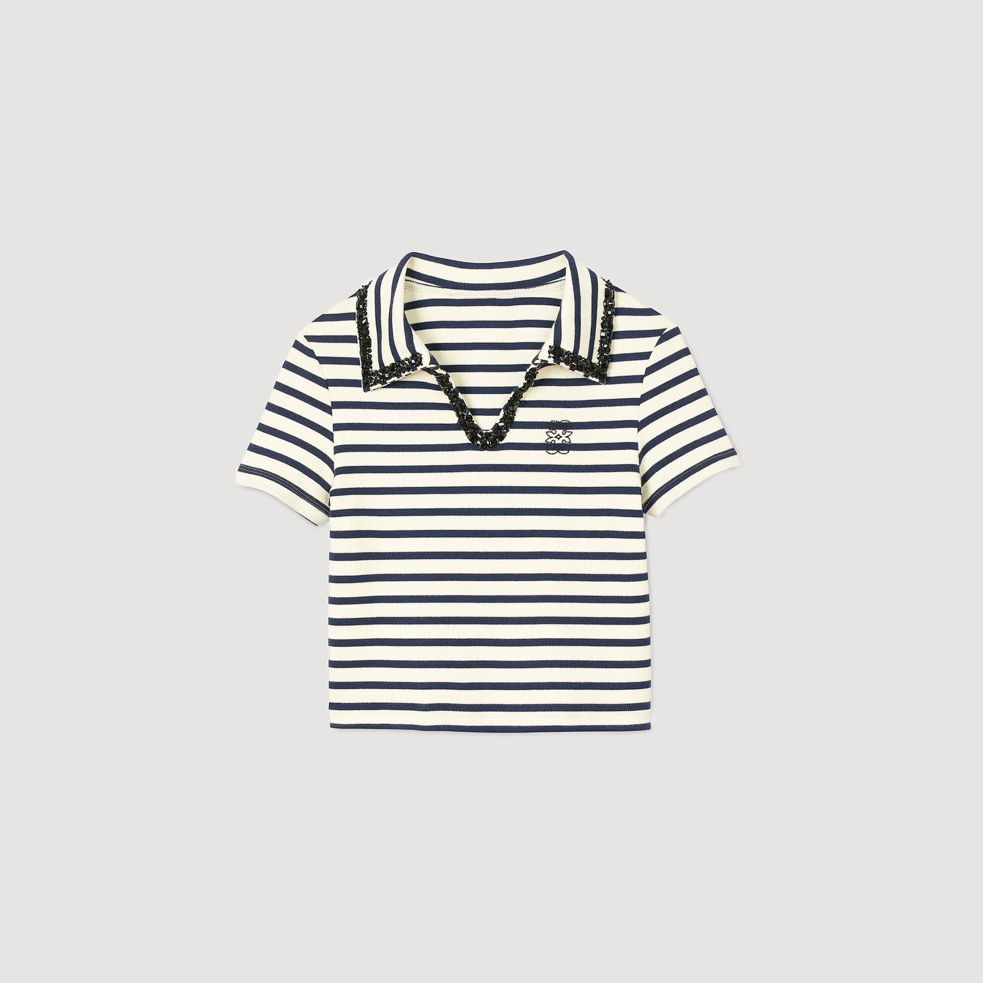 Sandro Striped polo shirt Ecru / Navy