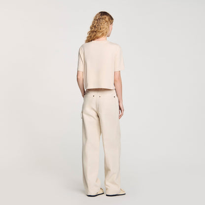 Sandro T-shirt with rhinestone details Beige