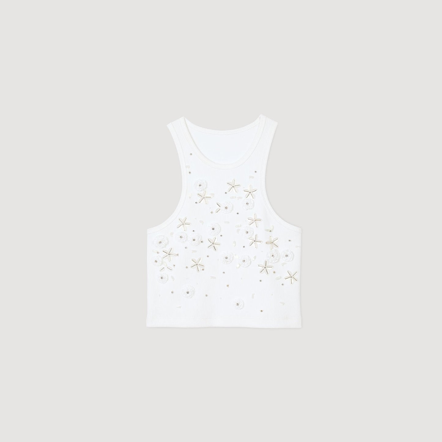Sandro Beaded and rhinestone tank top White