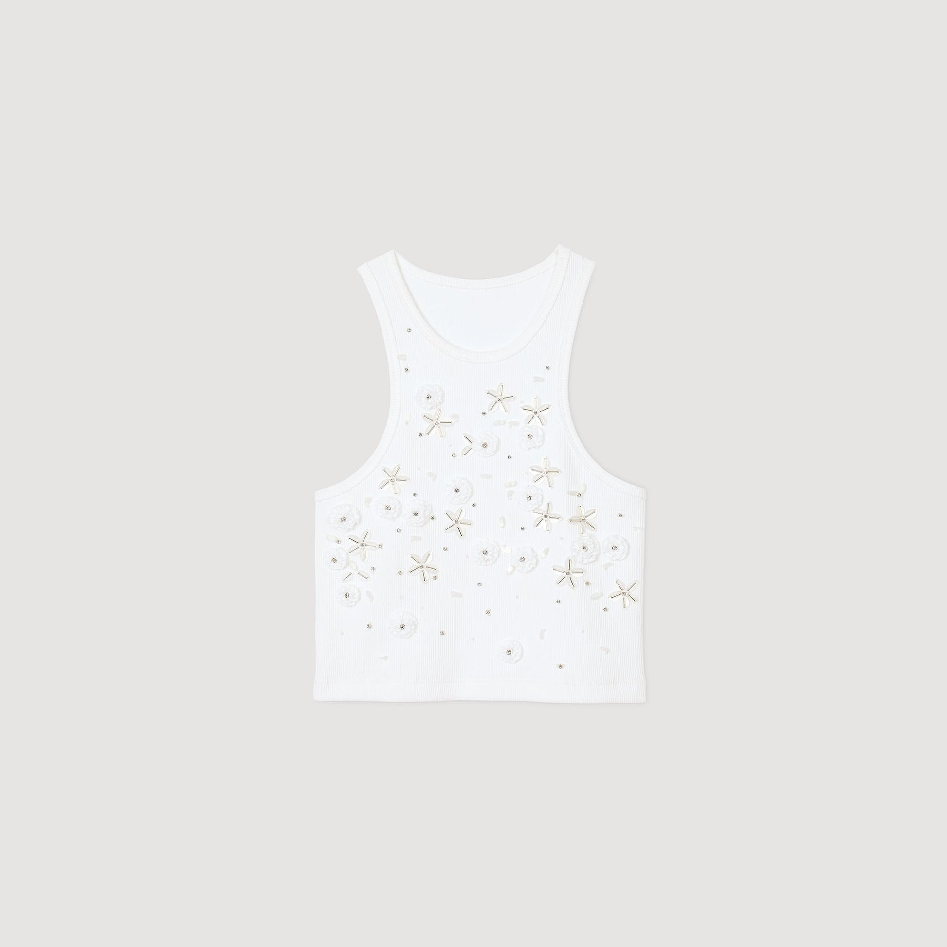 Sandro Beaded and rhinestone tank top White