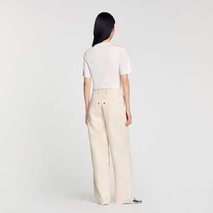 Sandro Beaded cropped T-shirt White