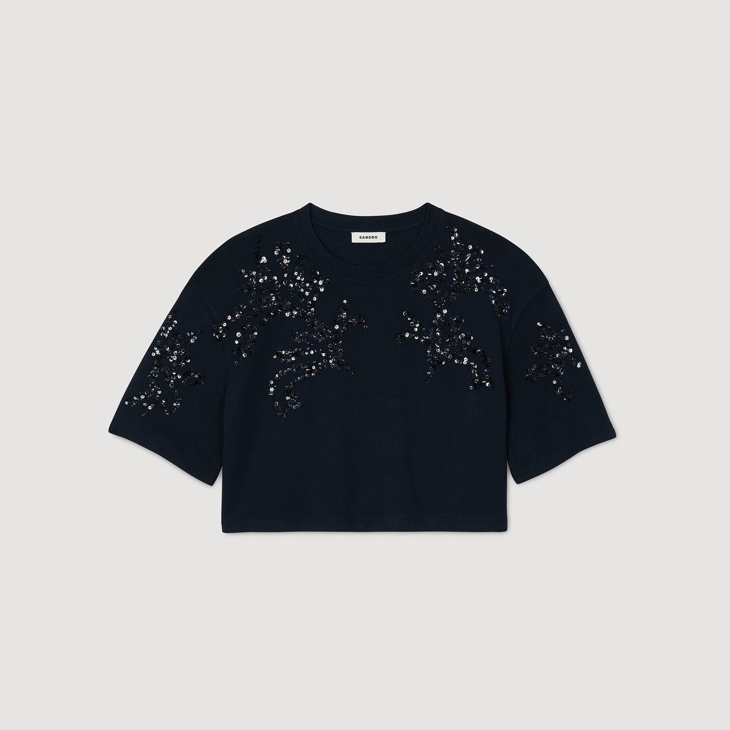 Sandro T-shirt with beaded details Navy Blue