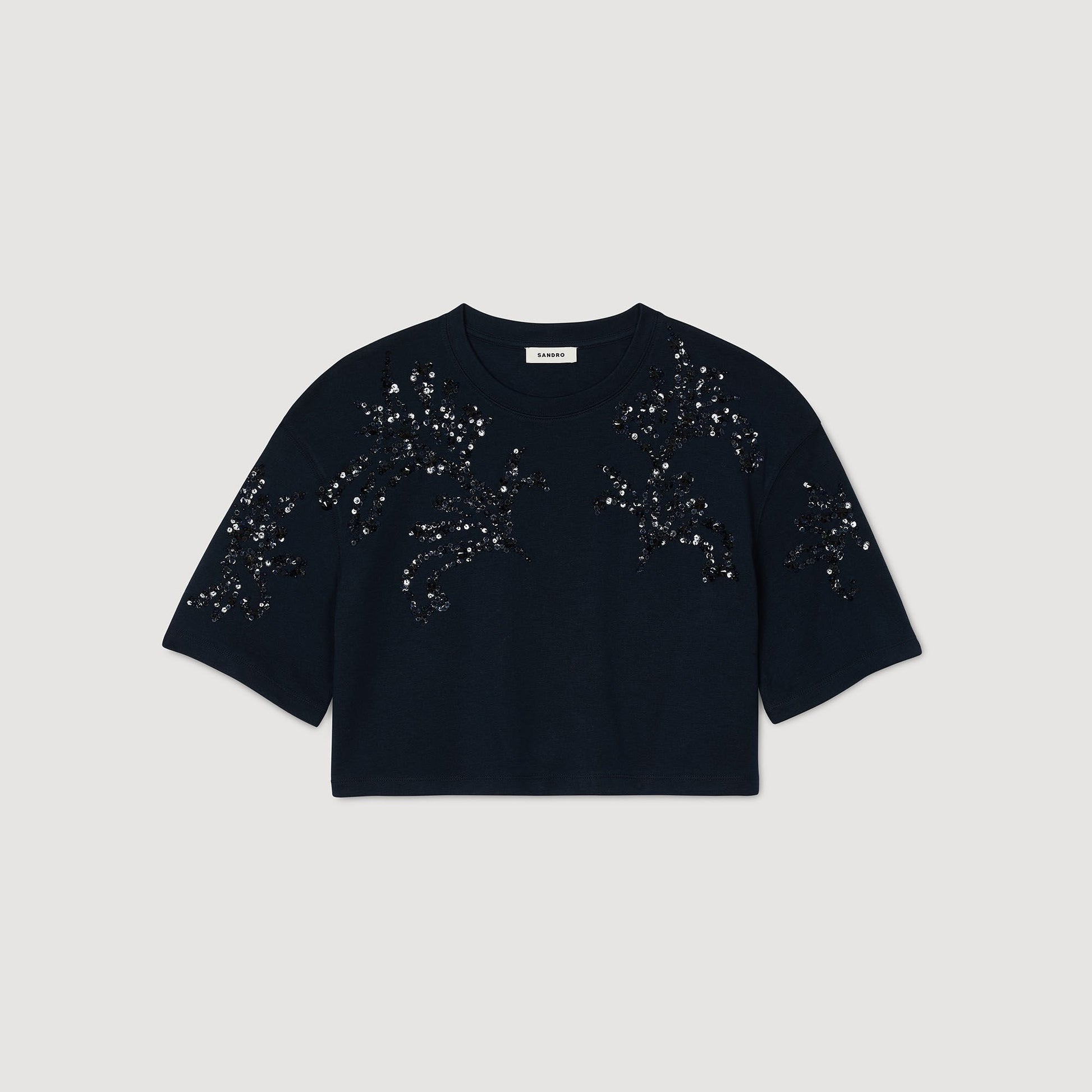 Sandro T-shirt with beaded details Navy Blue