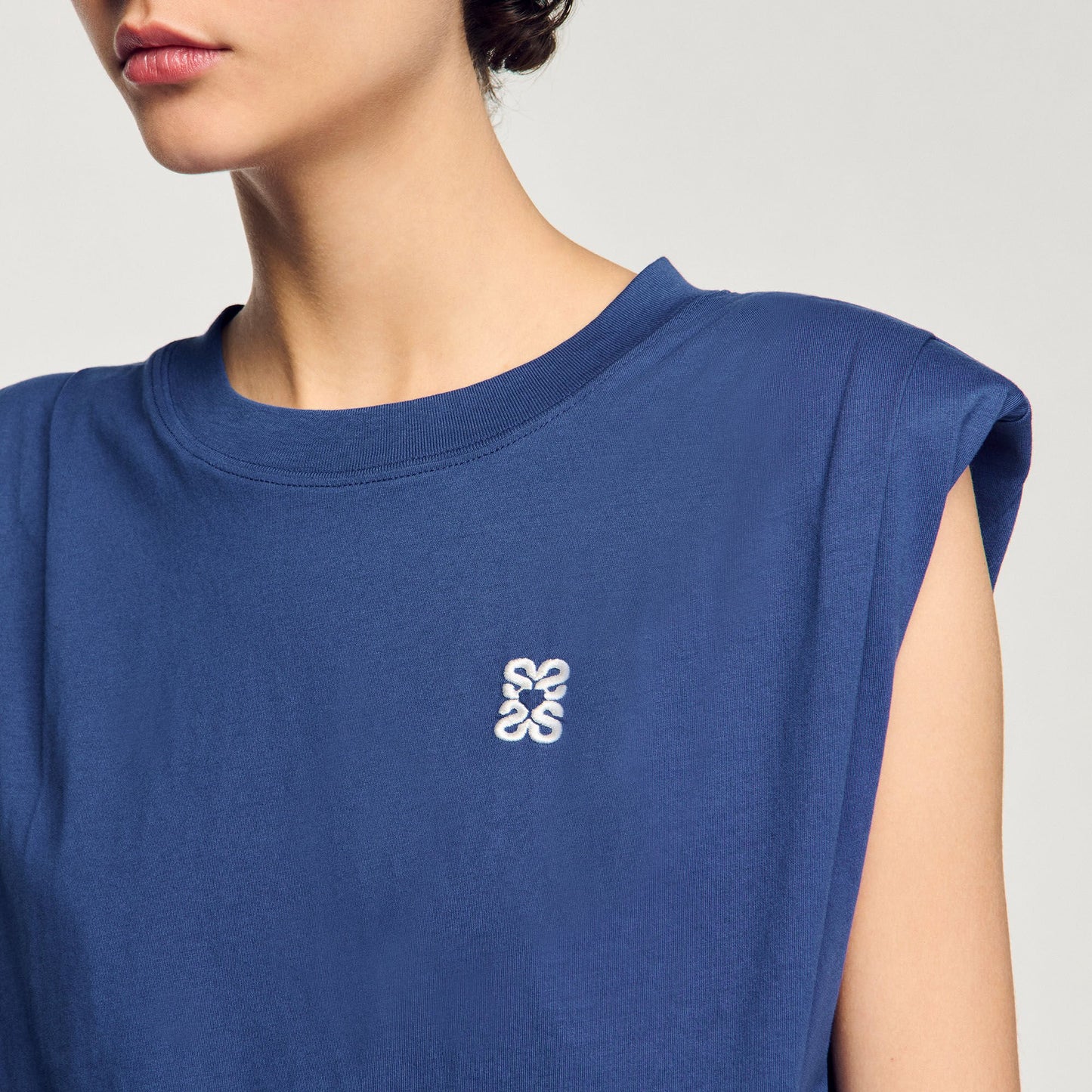 Sandro Short draped T-shirt Navy Blue