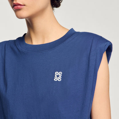 Sandro Short draped T-shirt Navy Blue