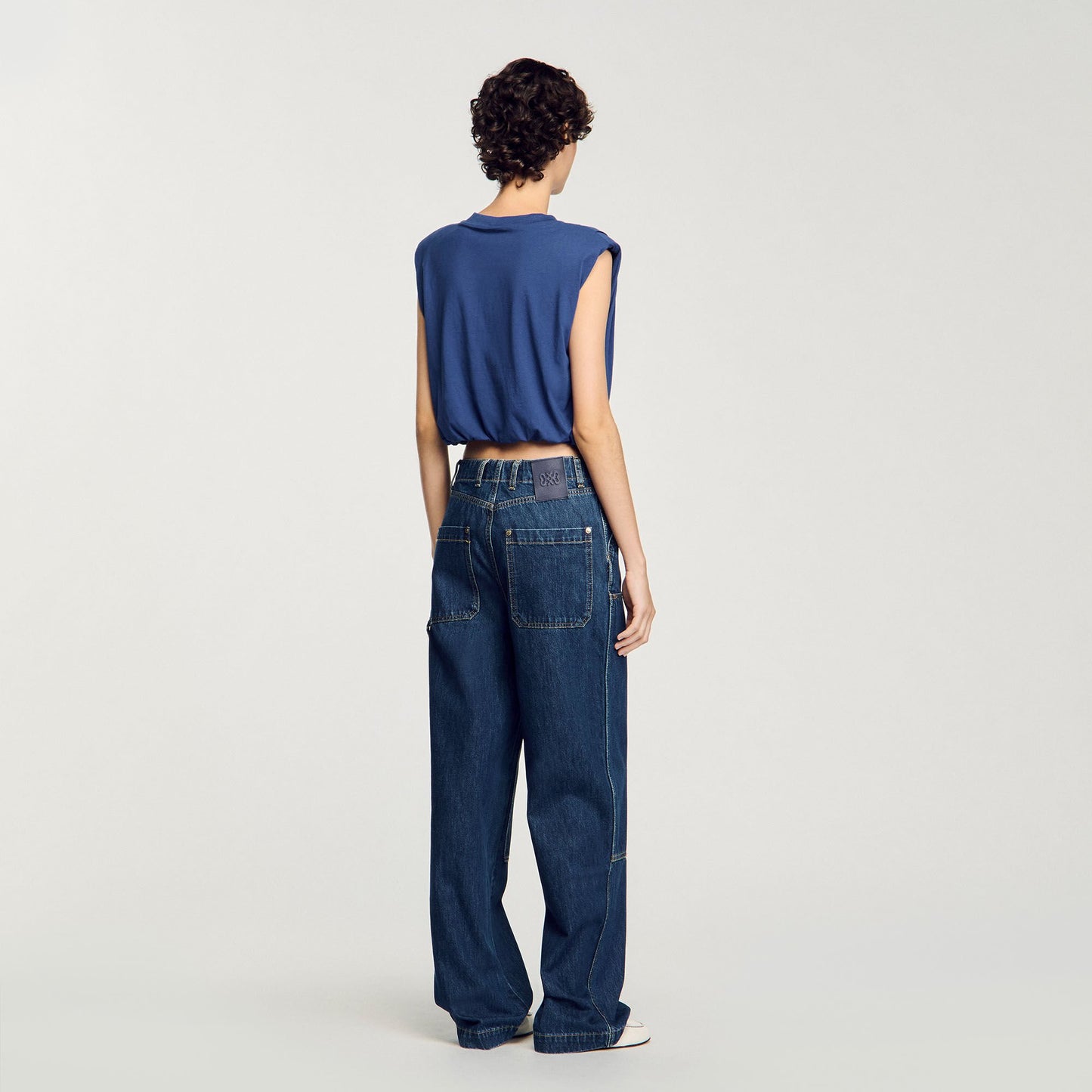 Sandro Short draped T-shirt Navy Blue