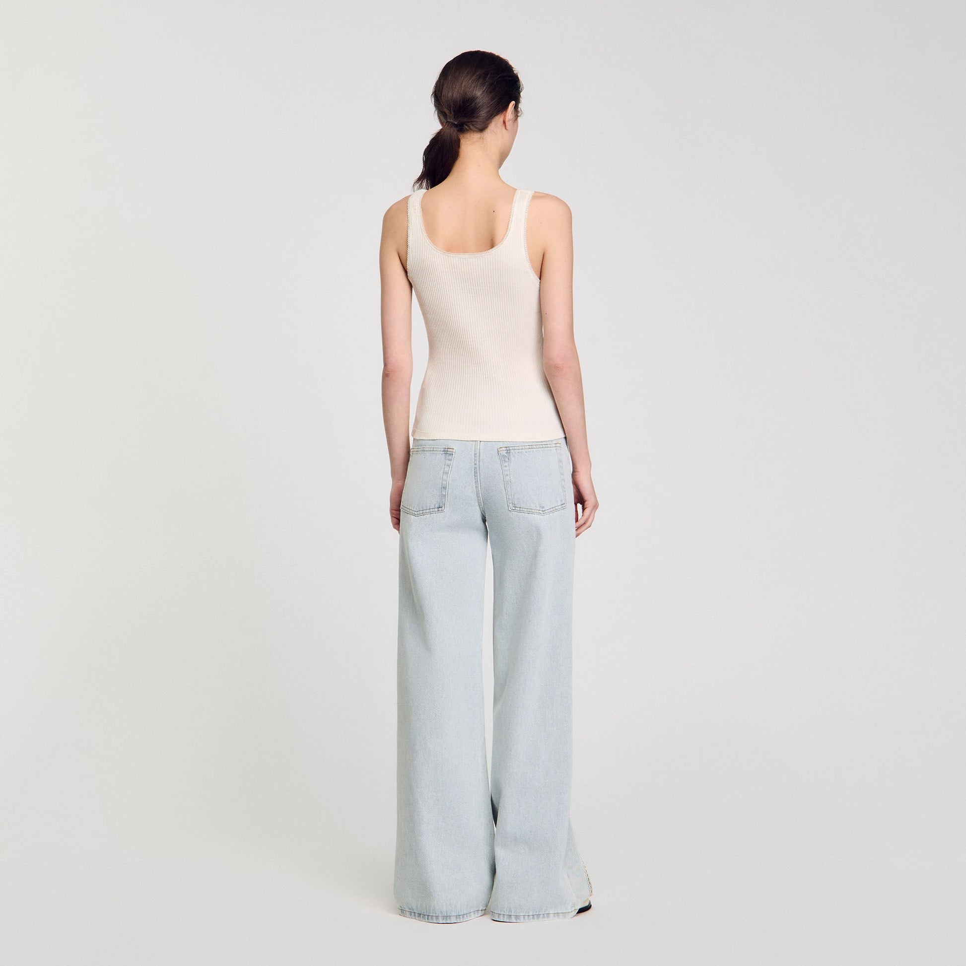 Sandro Rib knit vest top Ecru