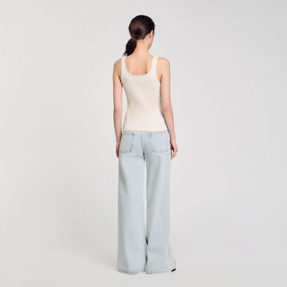 Sandro Rib knit vest top Ecru