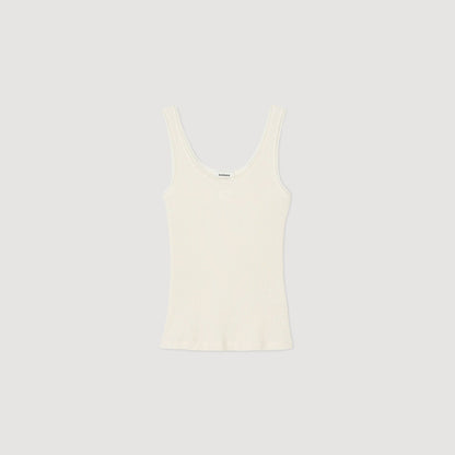 Sandro Rib knit vest top Ecru