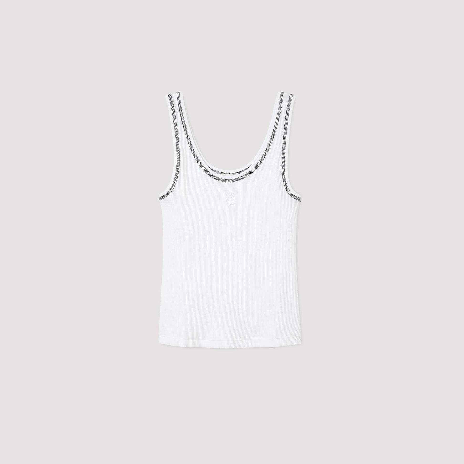 Sandro Ribbed vest top Black / White