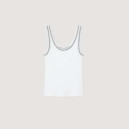 Sandro Ribbed vest top Black / White