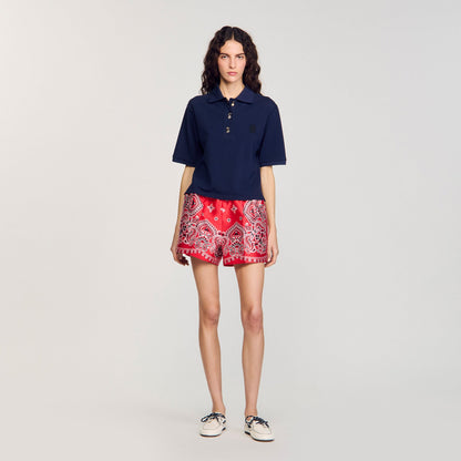 Sandro Polo shirt with decorative buttons Navy Blue