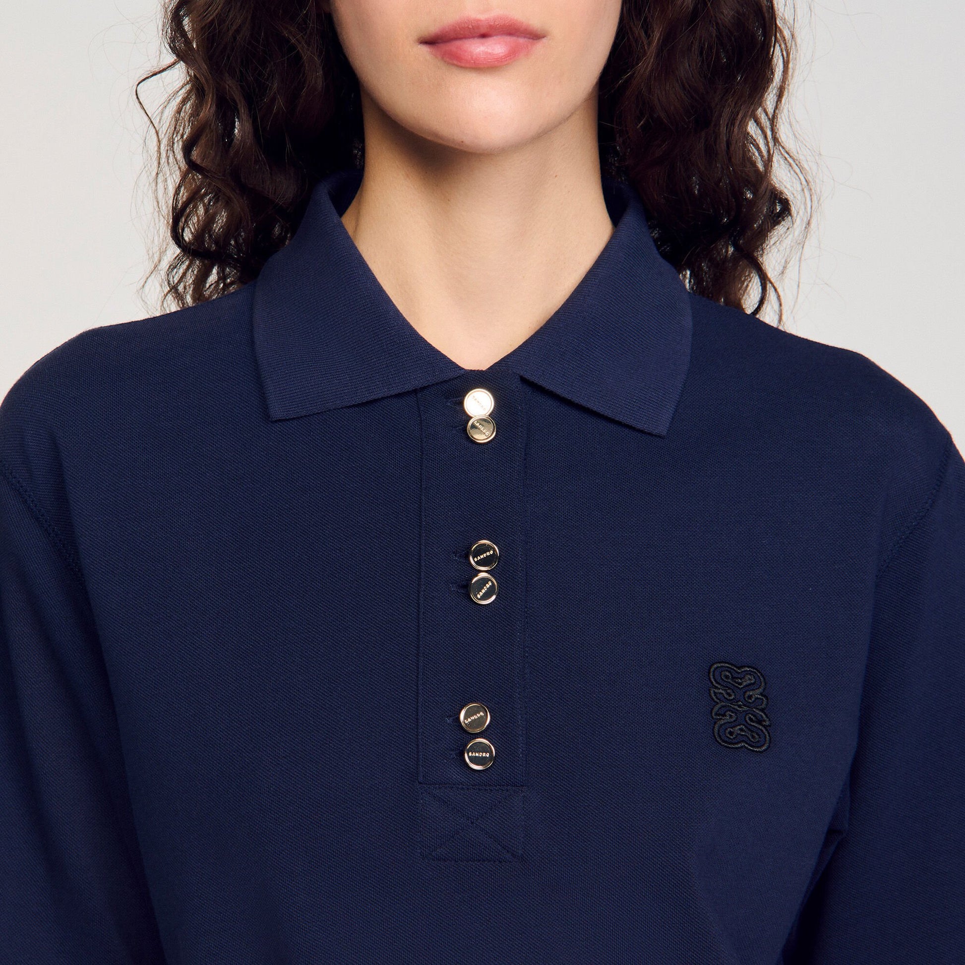 Sandro Polo shirt with decorative buttons Navy Blue